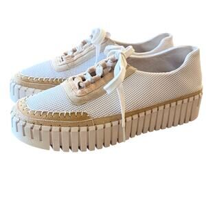 Silent D Chunky Platform Mesh Suede Sneakers Beige Neutral Lace-Up Women’s 38